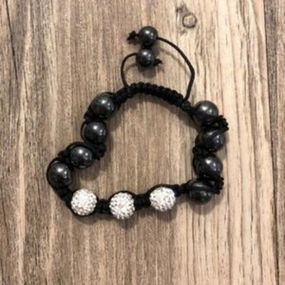 NEW Black Hematite Agate & Glass Crystal Bracelet - Picture 4 of 6